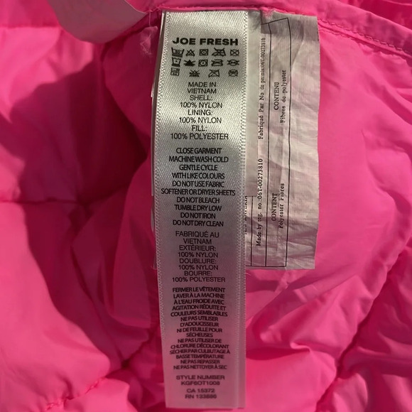 3/$20 Joe Fresh Girls Size Small Lightweight Pink Puffer Jacket - Picture 5 of 6
